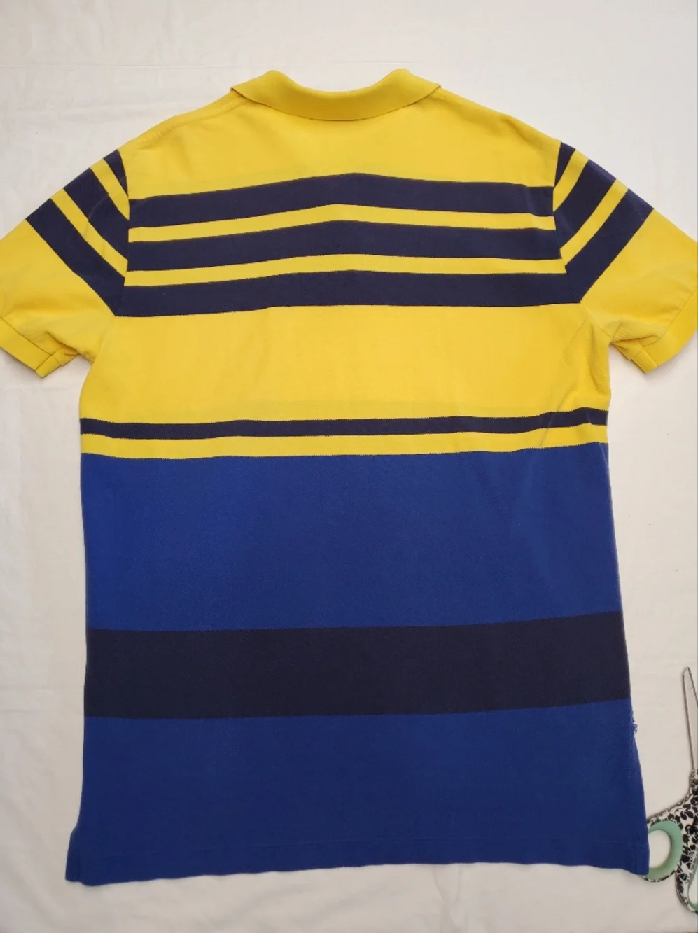 Vintage Polo Ralph Lauren Yellow Blue Striped Polo Shirt Men’s Large Classic